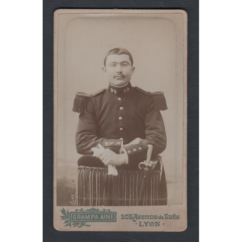 PHOTO MILITAIRE CDV D'UN SOLDAT AU 99 ème REGIMENT D'INFANTERIE DE LIGNE