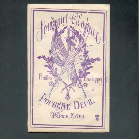 SOUVENIRE COURRIER POCHETTE POUR CORRESPONDANCE DE DEUIL GUERRE 1914-1918