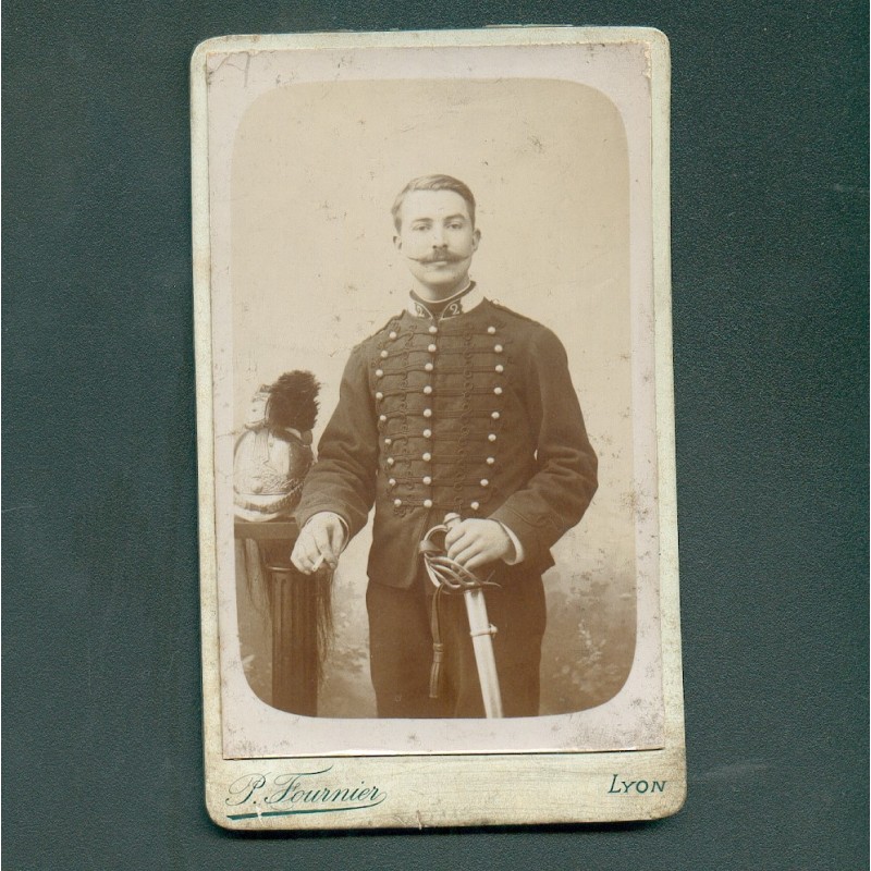 PHOTO CDV MILITAIRE D'UN CAVALIER DU 2 ème REGIMENT DE DRAGON