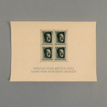 BLOCK FEUILLET DE 4 TIMBRES ALLEMANDS IIIème REICH ADOLF HITLER