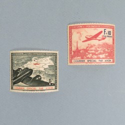 PAIRE DE TIMBRES IIIème REICH LVF LEGION DES VOLONTAIRES FRANCAIS SUR LE FRONT RUSSE