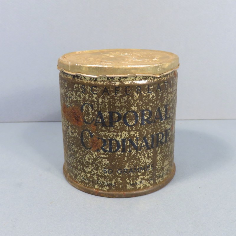 BOITE METALIQUE RATION DE TABAC SCAFERLATI CAPORAL ORDINAIRE 50 GRAMME CIGARETTES TROUPE 1930