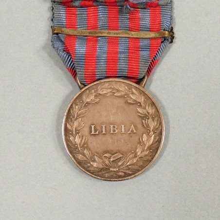 ITALY MEDAILLE POUR LA CAMPAGNE DE LYBIE VICTOR EMMANUEL III AVEC BARRETTE 1913-1914