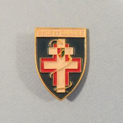 INSIGNE MILITAIRE EN ALUMINIUM PEINT SERVICE DE SANTE 1 ère ARMEE RHIN et DANUBE A.AUGIS