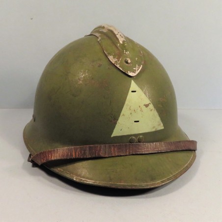 CASQUE DEFENSE PASSIVE MODELE 1926 TRIANGLE VERT VILLE DE NIMES 1939/1945 TAILLE 59/60