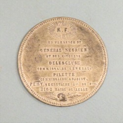 GRANDE MEDAILLE DE LA DEUXIEME REPUBLIQUE 1848 PLANTATION DE L'ARBRE DE LA LIBERTEE A LILLE GENERAL NEGRIER DELESCLUSE PILETTE