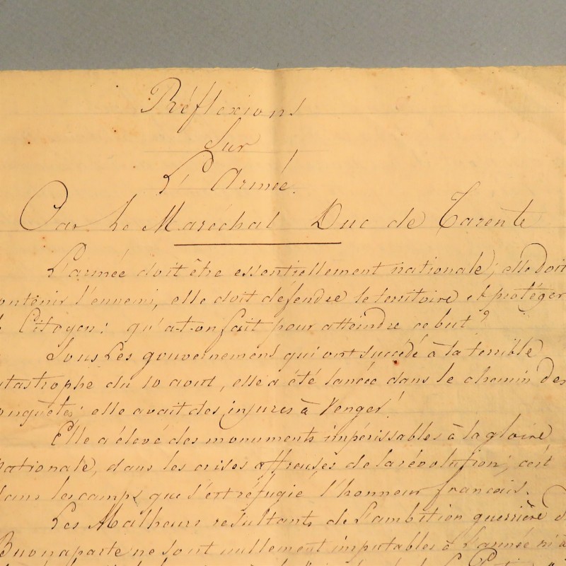 HIVE EMPIRE REFLEXION SUR L'ARMEE PAR LE MARECHAL ET ¨PAIR DE FRANCE DUC DE TARENTE MACDONALD 1815