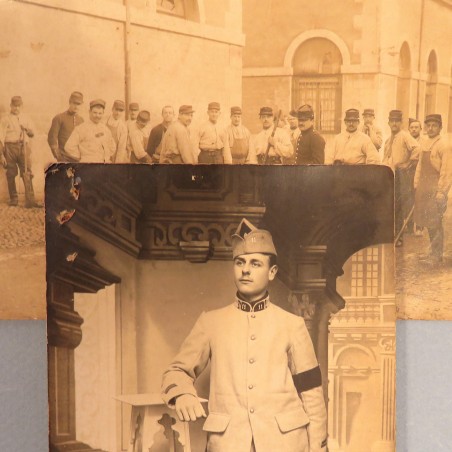 LOT DE 4 PHOTOS CARTES POSTALES DU PELOTON DE MITRAILLEURSES DE LA SECTION A DU 11 ème REGIMENT DE HUSSARD VERS 1910 HOTCHKISS