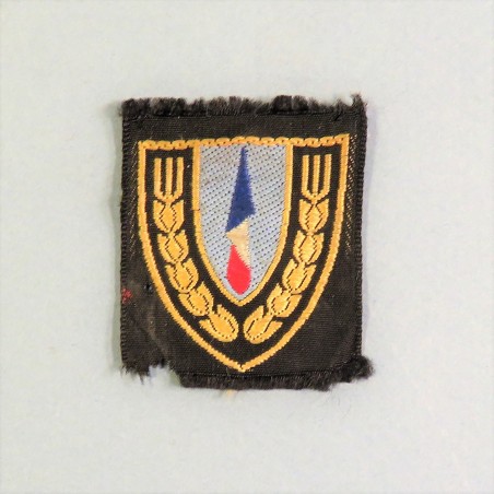 INSIGNE DE BERET EN TISSU "SECTEUR BLEU" CHANTIERS DE JEUNESSE CJF SECTEUR DE PRODUCTION INDUSTRIEL