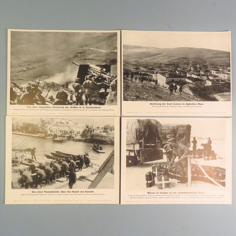 POCHETTE DE 8 PHOTOS DES ACTUALITES ALLEMANDES 12-5-1941 AKTUELLER BILDERDIENST AFRIKACORPS SS EN GRECE MARINE