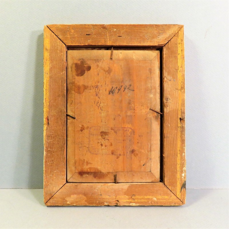PETITE PEINTURE SUR BOIS OU PHOTO REHAUSSEE D'UN SERGENT ARTILLEUR VERS 1900