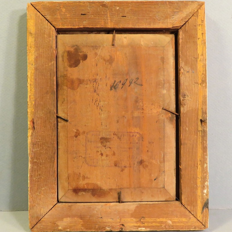 PETITE PEINTURE SUR BOIS OU PHOTO REHAUSSEE D'UN SERGENT ARTILLEUR VERS 1900