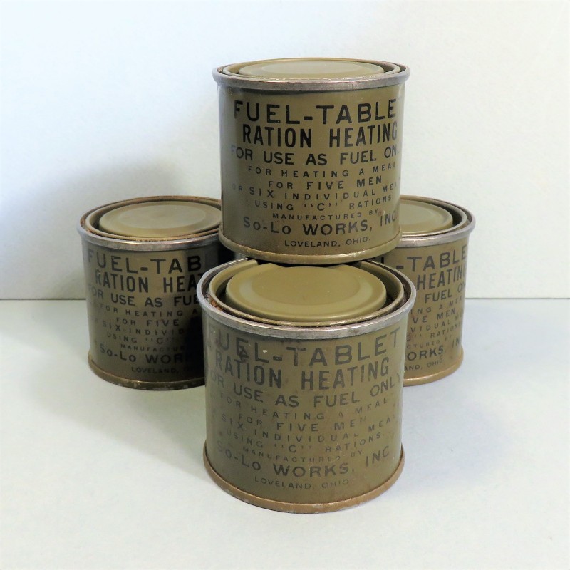 LOT DE 4 RATIONS INDIVIDUELLES D'ALCOOL SOLIDE POUR RECHAUD COLMAN US WW2  FUEL TABLET