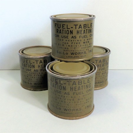 LOT DE 4 RATIONS INDIVIDUELLES D'ALCOOL SOLIDE POUR RECHAUD COLMAN US WW2 FUEL TABLET