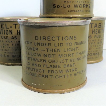 LOT DE 4 RATIONS INDIVIDUELLES D'ALCOOL SOLIDE POUR RECHAUD COLMAN US WW2 FUEL TABLET