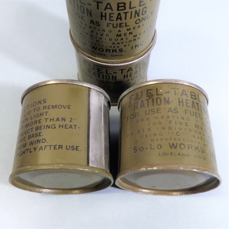 LOT DE 4 RATIONS INDIVIDUELLES D'ALCOOL SOLIDE POUR RECHAUD COLMAN US WW2 FUEL TABLET