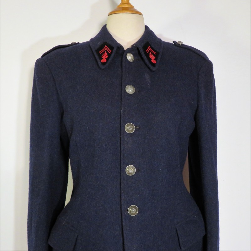 VESTE TROUPE OU SOUS-OFFICIERS DES SAPEURS-POMPIERS MODELE 1929 - 1930 EN DRAP BLEU EPAIS