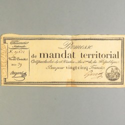 BILLET ASSIGNAT REVOLUTIONNAIRE PROMESSE DE MANDAT TERRITORIAL BON POUR 25 FRANCS AN 4 REVOLUTION FRANCAISE