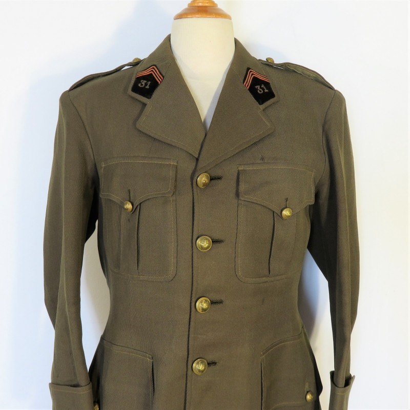 UNIFORME MODELE 1939 D'UN OFFICIER DU 31 BATAILLON DU GENIE CAMPAGNE DE FRANCE DUNKERQUE SYRIE TUNISIE LIBERATION ET ALLEMAGNE