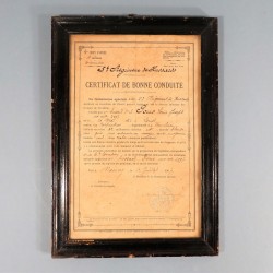 CADRE CERTIFICAT DE BONNE CONDUITE HUSSARD DE 2 ème CLASSE AU 5 ème REGIMENT DE HUSSARD DATE 1907