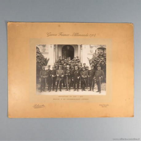 GRANDE PHOTO GUERRE FRANCO ALLEMANDE 1914 1918 OFFICIERS D'ETAT-MAJOR GROUPE 4 DE COMMANDEMENT D'ETAPE