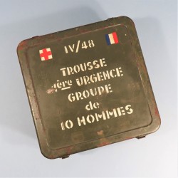 CAISSE EN FER TROUSSE 1ère URGENCE GROUPE DE 10 HOMMES MODELE IV/48 SECOURS TAP INDOCHINE ALGERIE