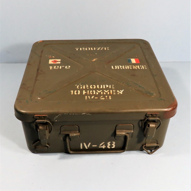 CAISSE EN FER TROUSSE 1ère URGENCE GROUPE DE 10 HOMMES MODELE IV/48 SECOURS TAP INDOCHINE ALGERIE
