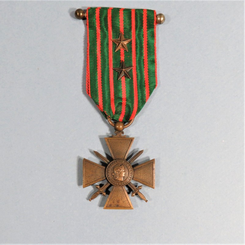 CROIX DE GUERRE 1914-1916 AVEC 2 ETOILES POUR CITATIONS A L'ORDRE DU REGIMENT OU DU BATAILLON GUERRE 1914 1918