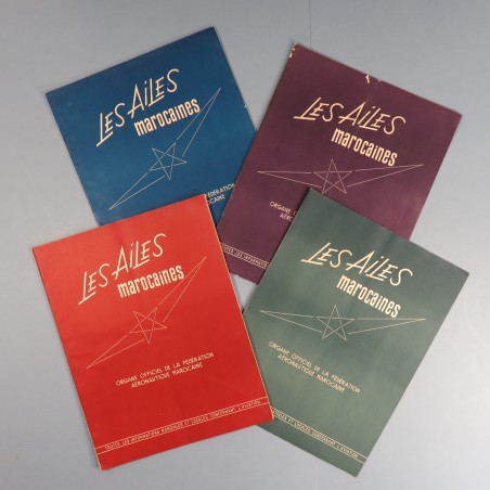 LOT DE 4 REVUES LES AILES MAROCAINES DE LA FEDERATION AERONAUTIQUE DU MAROC ANNEES 1950 AVIATION PILOTE