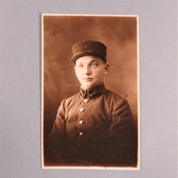 PHOTO CPA D'UN SAPEUR POMPIER DU REGIMENT DES SAPEURS-POMPIERS DE PARIS PHOTO DEDICACEE DATEE 1925