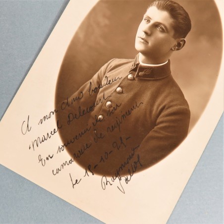 PHOTO CPA D'UN SAPEUR POMPIER DU REGIMENT DES SAPEURS-POMPIERS DE PARIS PHOTO DEDICACEE ANNEE 1920 CARTE POSTALE