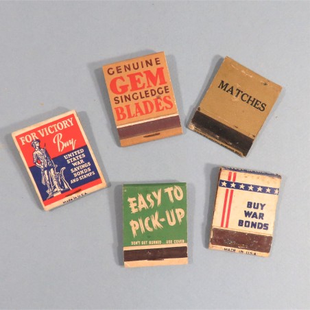 LOT DE 5 BOITES OU POCHETTES D'ALLUMETTES US WAR BONDS FOR VICTORY FABRICATION SECONDE GUERRE