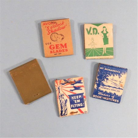 LOT DE 5 BOITES OU POCHETTES D'ALLUMETTES US WAR BONDS FOR VICTORY FABRICATION SECONDE GUERRE