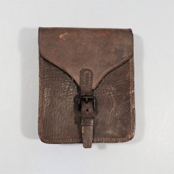 SACOCHE OU ETUI EN CUIR NOIR POUR APPAREIL DE POINTAGE DE L'ARTILLERIE MODELE FRANCAIS ANNEES 1940 1950