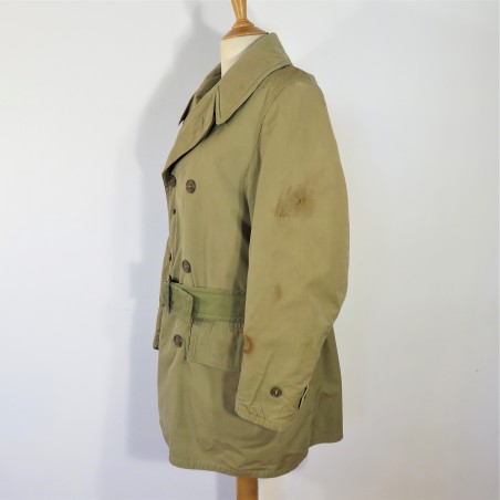 MANTEAU COURT OU 3/4 OVERCOAT US MODELE 1943 MACKINAW MAQUINO ARMEE FRANCAISE PARA 18 ème BPC GUERRE D'ALGERIE