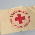 BRASSARD DE SECOURISTE DE LA CROIX ROUGE FRANCAISE FABRICATION SECONDE GUERRE TAMPONNEE CRF