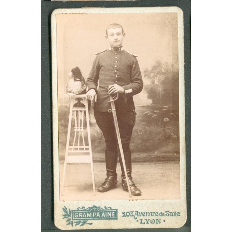 PHOTO CDV D'UN CAVALIER DU 2ème REGIMENT DE DRAGONS