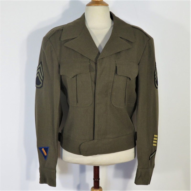 BLOUSON VESTE US MODELE 1944 MONTE AVEC PATCH AVIATION STAFF SERGENT TAILLE 36 R ET MATRICULE