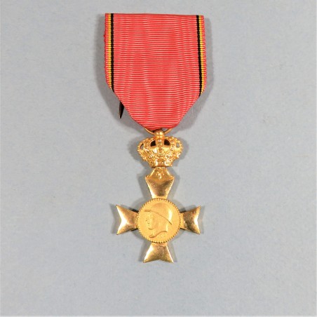 BELGIQUE MEDAILLE OU CROIX DES VETERANTS DU ROI ALBERT Ier 1909-1934 GUERRE 1914-1918