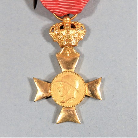 BELGIQUE MEDAILLE OU CROIX DES VETERANTS DU ROI ALBERT Ier 1909-1934 GUERRE 1914-1918