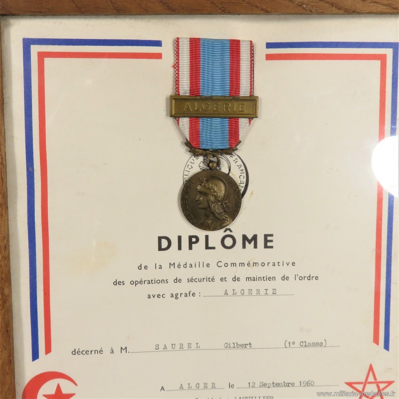 Barrette Rappel Médaille AFN Commémorative Opérations Sécurité & Maintien Ordre 