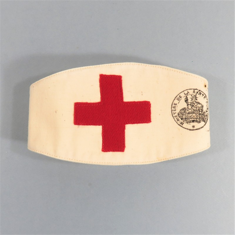 BRASSARD CROIX ROUGE INFIRMIERE INFIRMIER BRANCARDIERS ET MEDECINS FRANCAIS 1939-1945 MINISTERE DE LA SANTE PUBLIQUE