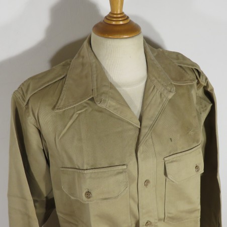 CHEMISE AMERICAINE US OFFICIER MODELE BEIGE 1941 TAILLE US 15.1/4 33 ARMEE FRANCAISE INDOCHINE DATEE 1946