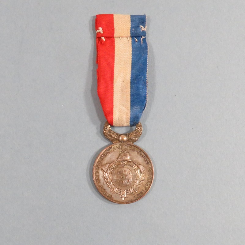 MEDAILLE DE L'UNION DEPARTEMENTALE DES SAPEURS POMPIERS D'EURE ET LOIRE BRONZE ARGENTE VERS 1900
