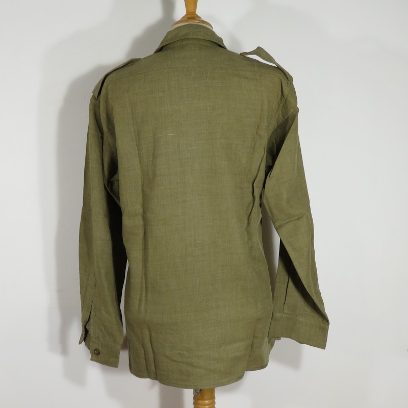 CHEMISE AMERICAINE US TROUPE MODELE 1937 AVEC RABAT ANTIGAZ FRANCISEE INDOCHINE AVEC RAJOUT D'EPAULETTES