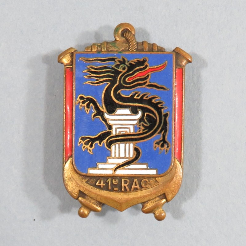 INSIGNE MILITAIRE 41 ème REGIMENT D'ARTILLERIE COLONIALE RAC FABRICATION DRAGO OLIVIER METRA INDOCHINE