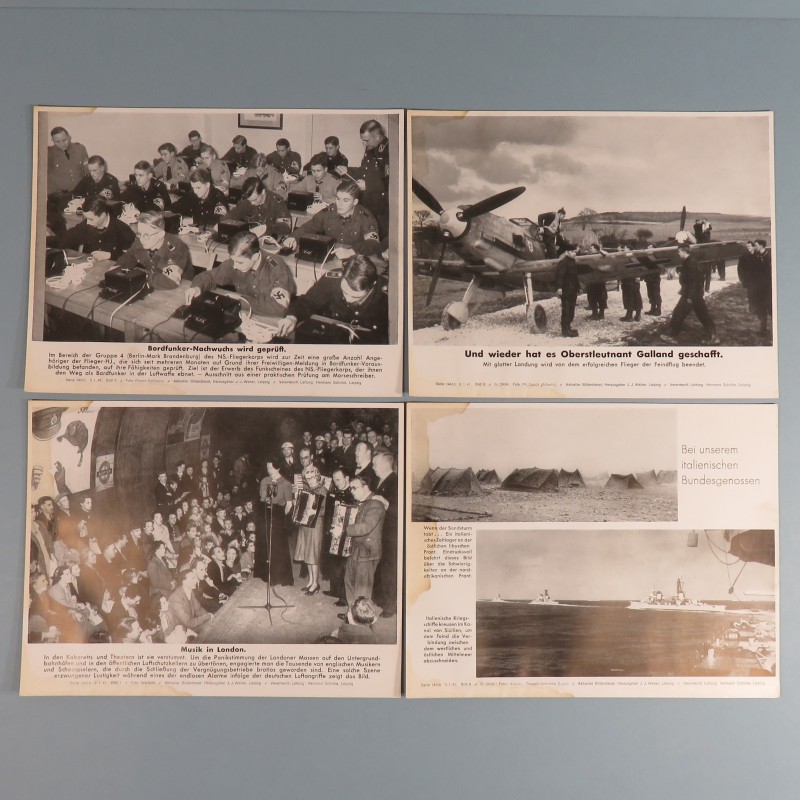 POCHETTE DE 8 PHOTOS DES ACTUALITES ALLEMANDES 9-1-1941 AKTUELLER BILDERDIENST SA ITALIE AVIATION PARTI NAZI