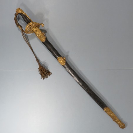 SABRE D'OFFICIER DE MARINE OU OFFICIER SUPERIEUR MODELE 1853 AVEC ANCRES ET COURONNES MANUFACTURE DE KLINGENTHAL