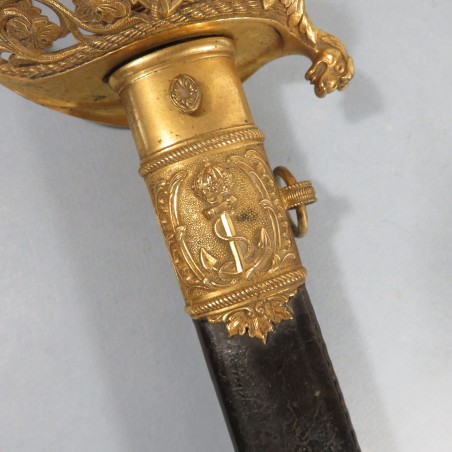 SABRE D'OFFICIER DE MARINE OU OFFICIER SUPERIEUR MODELE 1853 AVEC ANCRES ET COURONNES MANUFACTURE DE KLINGENTHAL