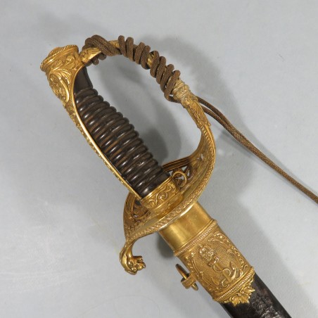 SABRE D'OFFICIER DE MARINE OU OFFICIER SUPERIEUR MODELE 1853 AVEC ANCRES ET COURONNES MANUFACTURE DE KLINGENTHAL